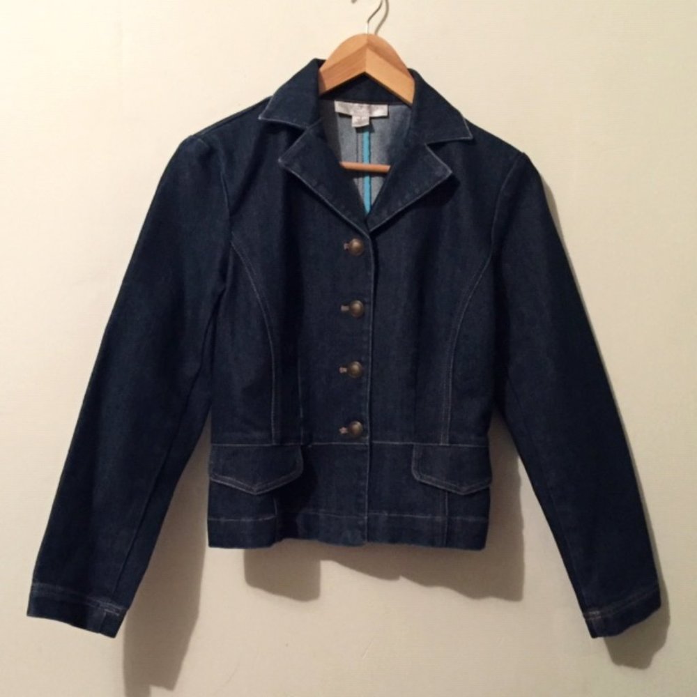 Petite Sophisticate Classic Dark Denim Jean Jacket